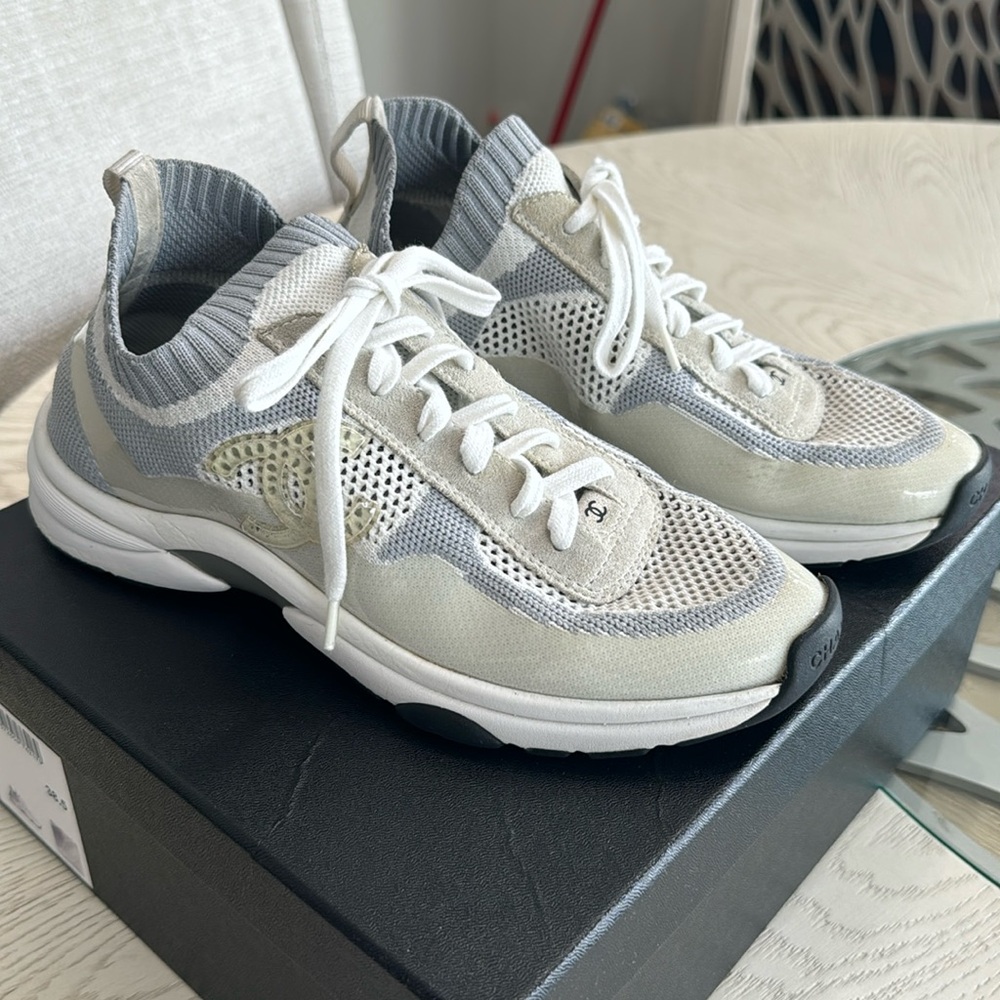Blue and white Chanel sneakers size 38.5
